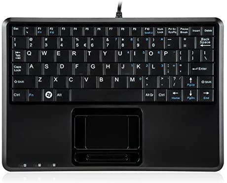 Perixx PERIBOARD-510H Plus, Wired Super Mini USB Touchpad Keyboard, X Type Scissor Keys with 2 Built-in Hubs, Black, US English Layout (11005)