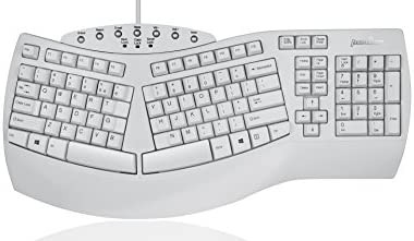 Perixx PERIBOARD-512W Periboard-512 Ergonomic Split Keyboard – Natural Ergonomic Design – White – Bulky Size 19.09″X9.29″X1.73″, US English Layout
