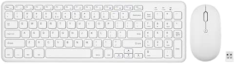 Perixx PERIDUO-613W Wireless Keyboard and Mouse Combo – Silent Scissor Keys & Click – Compact 14.45×4.76×0.71 inches – White – US English