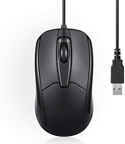 Perixx PERIMICE-209 3 Button USB Wired Mouse – Optical – 1000 DPI – 5.9 Ft Cable – Black