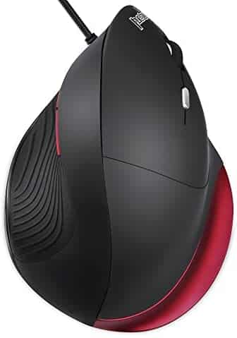 Perixx PERIMICE-518R Wired Vertical USB Mouse, 6 Buttons and 2 Level 1000/1600 DPI, Right Handed Design