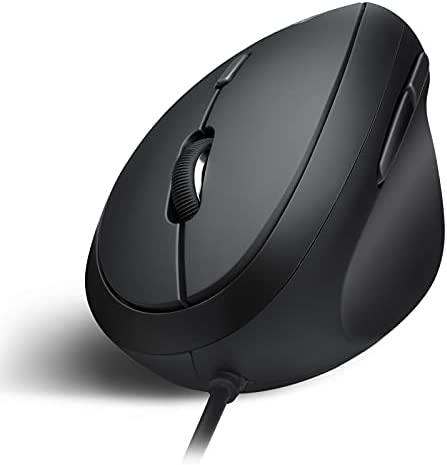 Perixx PERIMICE-519 Wired Ergonomic Vertical Mouse – Portable Small Design – 105x67x58 mm – Right Handed Black