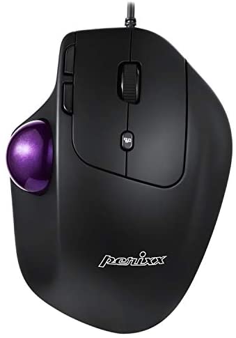 Perixx PERIMICE-520 Wired USB Ergonomic Programmable Trackball Mouse, Adjustable Angle, 8 Button Design, Black (PM-520-11447)