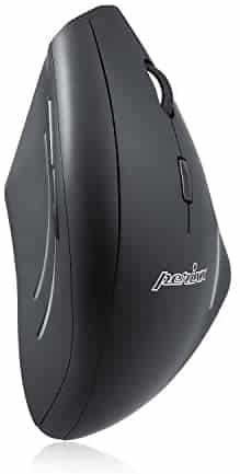 Perixx PERIMICE-608 Wireless Vertical Mouse, 6 Button, 800/1000/1600 DPI, Right Handed Design, Black (10914)