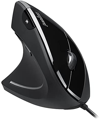 Perixx Perimice-513L Wired Vertical Ergonomic Mouse with 2 DPI, 6 Button Optical Ergo Mouse with 2 Level DPI Switch 1000 1600, Left Handed, Black