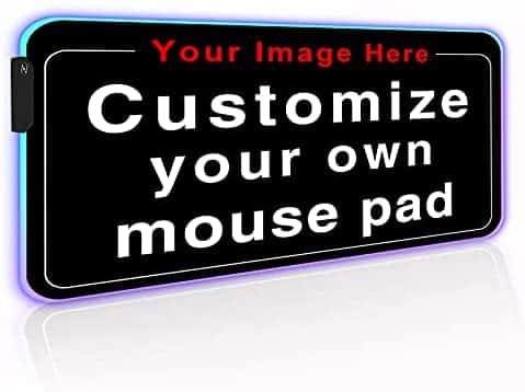 Personalized RGB LED Extended Gaming Mouse Pad Make Your Own Customized Large Gaming Mousepad Custom Keyboard Mouse Mat for Office Dorm Personalised Gifts Presents for Gaming Lovers, 31.5×11.8in