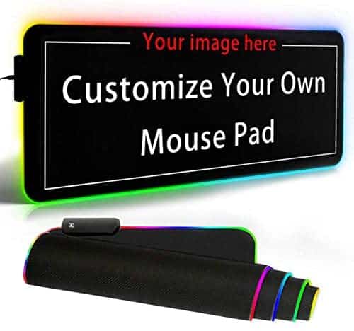 Personalized RGB LED Gaming Mouse Pad Make Your Own Customized Large Gaming Mousepad Custom Mouse Mat for Office Dorm Personalised Gifts Presents for Gaming Lovers, 31.5×11.8in
