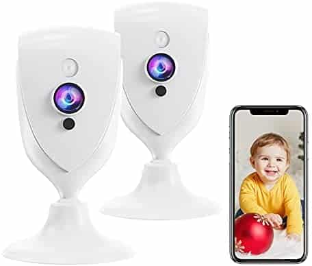 Pet Camera with Phone APP, 1080P Baby Camera with Sound Detection,Motion Alarm for Baby Monitor,IR Night Vison,WiFi Camera with Two Way Audio,Cloud/SD Storage,Work with Alexa, MIPC APP(2Pcs)