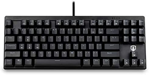 Plugable Performance Mechanical Gaming Keyboard – Compact Tenkeyless (TKL, 87 Keys) with Dimmable Backlit White LED Lights, Quiet Linear Red Outemu MX Switches & ABS Doubleshot Keycaps