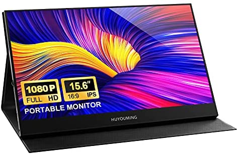 Portable Monitor – 15.6” FHD 1080P Portable Laptop Monitor IPS Computer Display USB-C Dual HDMI Plug & Play Game Monitor/Smart Cover & Speakers, Eye Care for PC Phone Xbox PS4 Switch