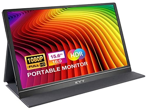 Portable Monitor – KYY 15.6” FHD 1080P Portable Laptop Monitor USB C HDMI Gaming Monitor Ultra-Slim IPS Display w/Smart Cover & Speakers, Plug&Play, External Monitor for Laptop PC Phone Mac Xbox PS4