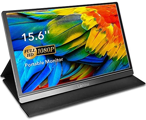Portable Monitor – Lepow 15.6 Inch Computer Display 1920×1080 Full HD IPS Screen USB C Gaming Monitor with Type-C Mini HDMI for Laptop PC MAC Phone Xbox PS4, Include Smart Cover & Screen Protector