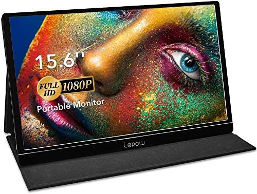 Portable Monitor – Lepow 15.6 Inch Full HD 1080P USB Type-C Computer Display IPS Eye Care Screen with HDMI Type C Speakers for Laptop PC PS4 Xbox Phone Included Smart Cover & Screen Protector Black