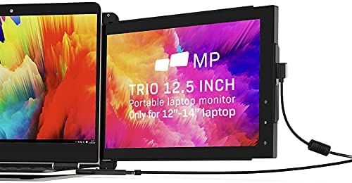 Portable Monitor for Laptops – Mobile Pixels 12.5” Trio Screen Extender for 13”-14” laptops,1080P Full HD IPS Screen,USB A/Type-C Plug and Play,Windows/Android/Mac Compatible (One Trio Monitor)