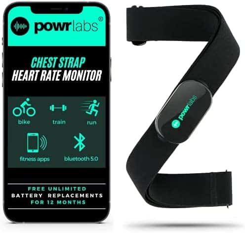 Powr Labs Heart Rate Monitor Chest Strap – ANT + Bluetooth Chest Heart Rate Monitor with Chest Strap – HRM Run Bike Cycling – Chest Strap Heart Monitor for Strava Zwift Wahoo Garmin Polar Peloton