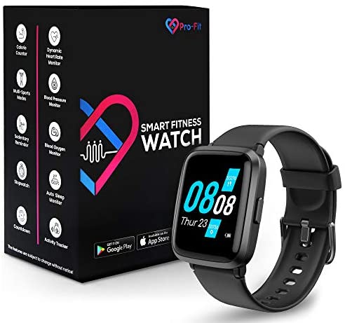 Pro-Fit Go VeryFitPro Smart Watch Activity Fitness Tracker Heart Rate Blood Oxygen Blood Pressure & Sleep Monitor Calorie Counter Pedometer Compatible with iPhone Samsung & Android (ID205U)
