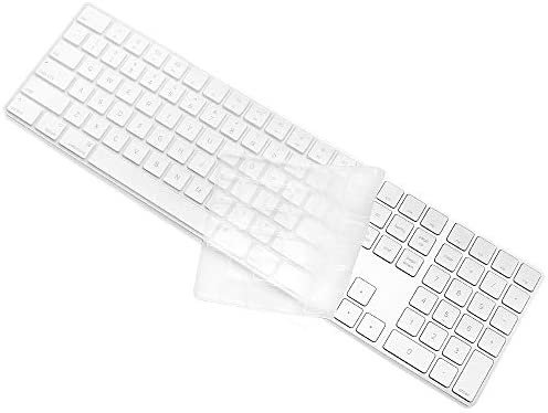 ProElife Keyboard Cover Skin for 2018 2017 Apple iMac Magic Keyboard with Numeric Keypad MQ052LL/A A1843 (Item Folded in Package) Ultra Thin Silicone Full Size Keyboard Protector, Transparent Clear