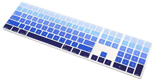 ProElife Ultra Thin Silicone Full Size Keyboard Cover Skin for 2017 2018 Apple iMac Magic Keyboard with Numeric Keypad MQ052LL/A A1843 US Layout (ITEM FOLDED IN PACKAGING) (Ombre Blue)
