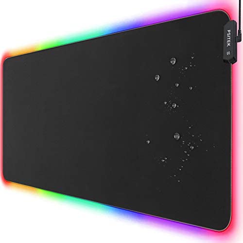 Psitek RGB Gaming Mouse Pad 32×12 inches XXL Large Keyboard LED Mousepad, Waterproof Cloth Surface Optimized for Precision, Durable Stitched Anti-Fray Edges