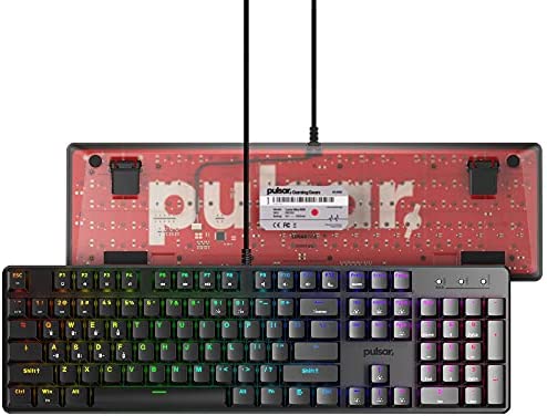 Pulsar Gaming Gears – PK020 Lunar Alloy Full Size Aluminum Alloy Build Hot Swappable Mechanical Gaming Keyboard Full RGB LED Backlit USB Wired for Windows PC 104 Keys (Red Switch Linear)