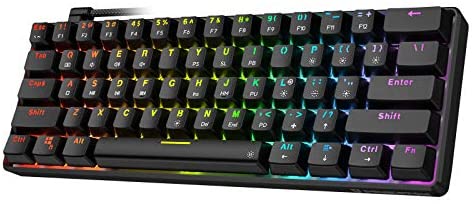 Punkston TH61 60% Mechanical Gaming Keyboard,RGB Backlit Ultra-Compact Wired Mini Mechanical Keyboard Full Keys Programmable Black (Optical Red Switch)