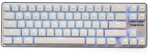 Qisan Gaming Keyboard Mechanical Wired Keyboard Cherry MX Blue Switch Ice Blue Backlight Backlight Keyboard Mini Design (60%) 68-Keys White