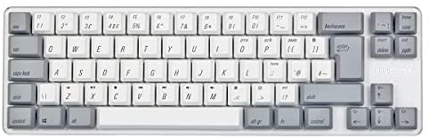 Qisan Mechanical Gaming Keyboard PBT Keycps 69 Keys Gateron Blue Switch White Backlit UK Layout Gaming Keyboard-White Gray Combo