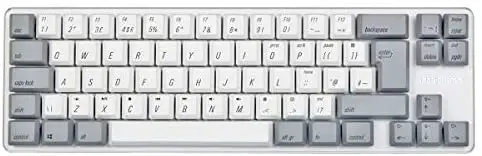 Qisan Mechanical Gaming Keyboard PBT Keycps 69 Keys Gateron Red Switch White Backlit UK Layout Gaming Keyboard-White Gray Combo