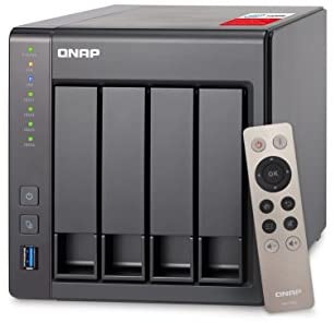 Qnap TS-451+ 4-Bay Personal Cloud Tower NAS, Intel Celeron 2.0GHz, 2GB RAM, 2.5″ or 3.5″ Drive Tray, RAID 0/1/5/6/10/JBOD/Single/5 + Hot Spare, QTS 4.2 Embedded Linux