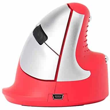 R-Go Tools Bluetooth Vertical Ergonomic Mouse, Medium (Hand Size 165-185mm), Right Handed, Red, Rechargeable, Resolution(DPI) 800/1200/1600/2400 for Windows, Mac, Linux