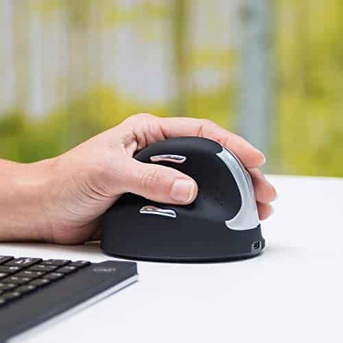 R-Go Tools Wireless Vertical Ergonomic Mouse, (Hand Size 165-185mm), left-Handed, Black/Silver, Resolution (DPI) 500/1000/1750 for Windows, Mac, Linux, Plug and play