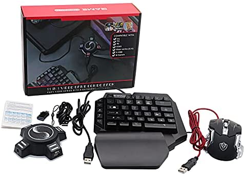 RALAN RGB Gaming Keyboard and Mouse Keypad Converter Set Combo E-Sport Gaming OTG Adapter Computer Accessories for PS4/Xbox One/Nintendo Switch/PS3 /PC Perfect for Games Like FPS, TPS, RPG and RTS.