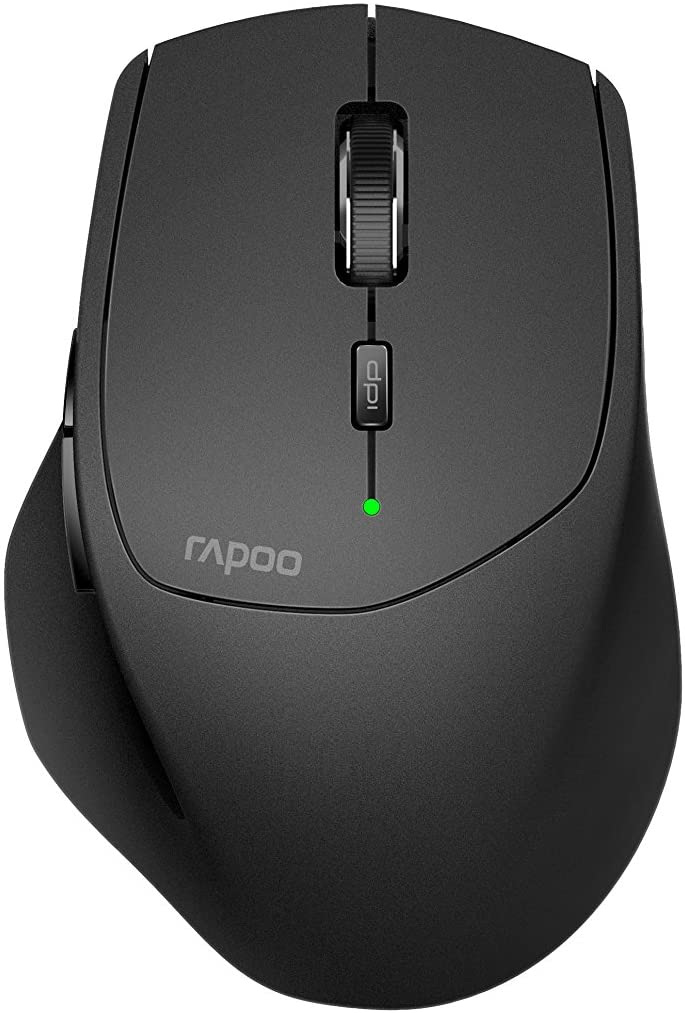 RAPOO Multi-Device Bluetooth Mouse, Connect Up to 4 Different Devices, 4 Adjustable DPI, Ergonomic Design Comfortable Use, 12 Month Long Battery Life, for Computer Laptop Macbook Tablets Phones, Black