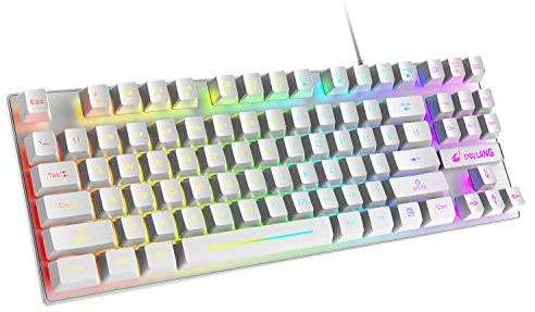 RGB 87 Keys Gaming Keyboard USB Wired Rainbow Backlit Floating Keyboard Quiet Mechanical Feeling Multimedia PC Gaming Keyboard,Office Keyboard for Working or Primer Gaming,Office Device