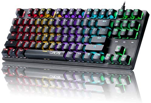 RGB Compact Mechanical Gaming Keyboard, CHONCHOW USB Wired 87 Keys Gaming Keyboard LED Rainbow Backlit 60% Tenkeyless Mechanical Gaming Keyboard for PS4 Xbox PC Gamer