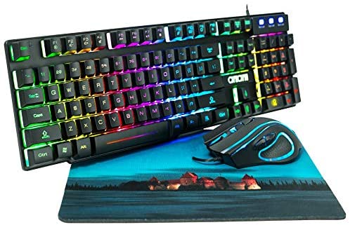 RGB Gaming Keyboard and Mouse Combo CHONCHOW 991b Rainbow Led Backlit 7 Colors Office Device Ergonomic Keyboard with Mice 3200 DPI Compatible with PS4 Xbox one Windows Mac PC
