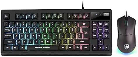 RGB Gaming Keyboard and Mouse Combo,87 Keys Gaming Keyboard USB Wired RGB Backlit Gaming Keyboard Mechanical Feeling with RGB 7200DPI Gaming Mouse with Gaming Keyboard Set for PC MAC PS4 Xbox Laptop