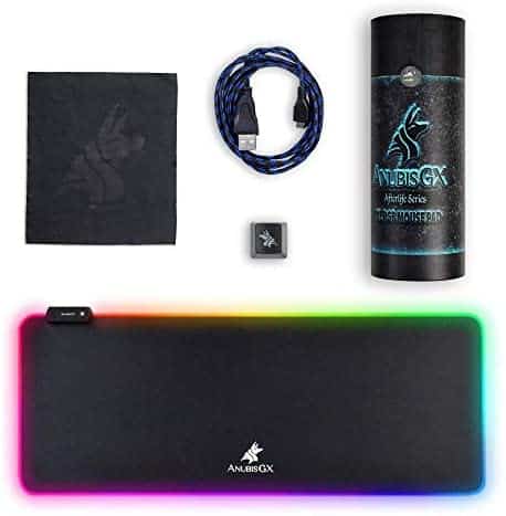 RGB Gaming Mouse Pad ANUBISGX, XL Light Up Oversized Computer Gaming XL Desk Mat, 10 Type Glowing LED Pad, Large Waterproof Extended Mousepad Surface, Black Non-Slip RBG Precision 31.5 x 11.8 in