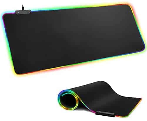 RGB Gaming Mouse Pad, BZseed Large XXL(35.5×15.7in) Extended Soft Led Mouse Pad with 12 Lighting Modes 2 Brightness Levels, Non-Slip Rubber Base, Computer Keyboard Pad Mat for PC/Laptops/Office Desk