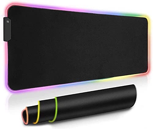 RGB Gaming Mouse Pad, LED Soft Extra Extended Large Mouse Pad, Anti-Slip Rubber Base, Computer Keyboard Mouse Mat – 31.5 X 12 Inch