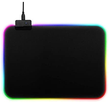 RGB Gaming Mouse Pad Large Color LED Lighting Wired USB 13.8 x 9.8 Inches Fans Logo Table Mat for Gamer