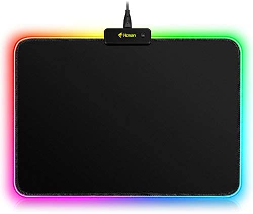 RGB Gaming Mouse Pad Mat – 340×245×3mm Hcman Led Mousepad with Non-Slip Rubber Base, Soft Computer Keyboard Mouse Pad for MacBook, PC, Laptop, Desk