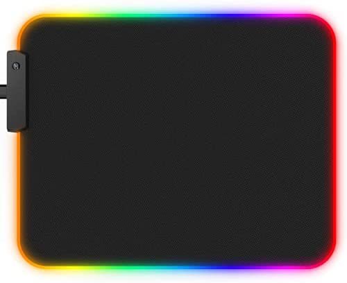 RGB Gaming Mouse Pad, Mousepad with Soft Non-Slip Rubber Base, Mousepad with 12 Lighting Modes,9 Changing Colors,Durable Mouse Pads for Computers Laptop Desk PC,Black (11.81 X 9.84 X 0.16 inches)