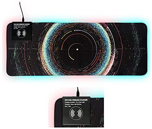 RGB Gaming Mouse Pad, XXL Large Mousepad with 10W Wireless Charging, 14 Modes LED, Anti-Slip Rubber Base, Extended Computer Keyboard and Mouse Mat (31.5×11.8×0.15 inch)