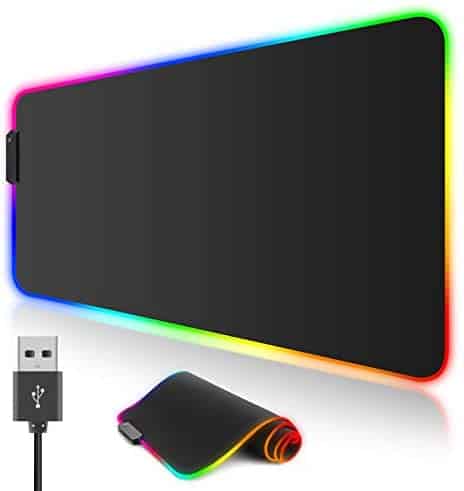 RGB Gaming Mouse Pad Yubella Large Extended Desk Mat Black,Led Mousepad Colorful with 12 Lighting Modes,Soft Non-Slip Rubber Base,Waterproof,Keyboard Desk Mat for Gamer,Office(31.5×11.8×0.16inch)