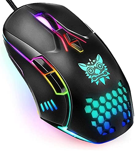 RGB Gaming Mouse Wired, PC Gaming Mice with 7 Programmable Buttons, 6 Colors Backlit Ergonomic Mouse for Laptop PC Gamer Computer Desktop