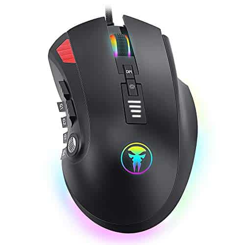 RGB Gaming Mouse Wired Programmable Ergonomic Game Computer Mice Gamer Desktop Laptop PC Gaming Mouse, 13 Buttons for Windows XP 95/98/2000/ME/NT Vista/7/8/10,Black UV Coating