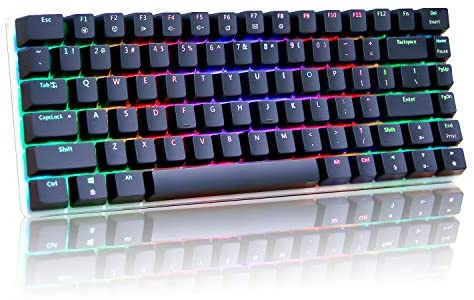RGB LED Backlit Wired Mechanical Gaming Keyboard,AK33 82 Keys Compact Metal Panel Computer Keyboard with 20 Lighting Effect Modes for Windows PC Gamers(RGB Black Switch