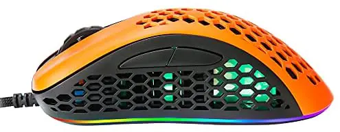 RGB Lightweight Gaming Mouse Honeycomb Gaming Mouse 12000DPI 65g Ultra Lightweight Honeycomb Shell Ambidextrous Wired Gaming Mouse 7 Buttons Programmable Driver(Orange Black)