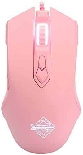 RGB Lightweight Gaming Mouse, Programmable 7 Buttons, Ergonomic LED Backlit USB Gamer Mice Computer Laptop PC,200-4800 DPI Adjustable Compatible with Windows Mac OS Linux, Pink